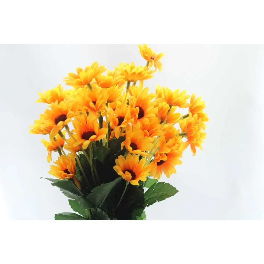 Artificial Sunflower Bouquet 13in Faux Orange Yellow Silk Flowers Home Decor